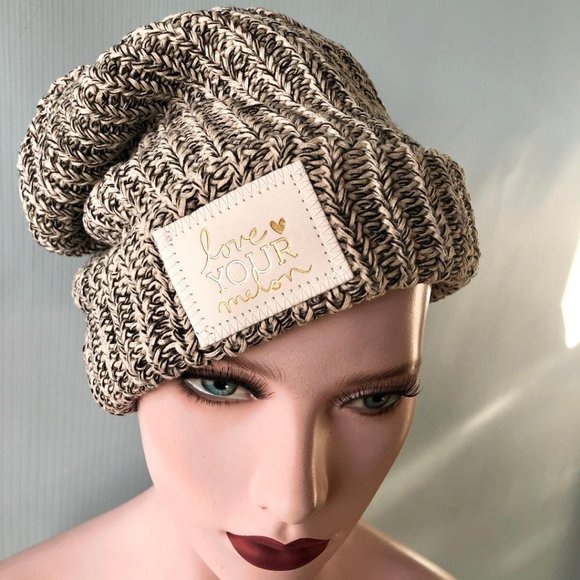 NWT Love Your Melon White / Black Beanie Hat - Picture 2 of 4